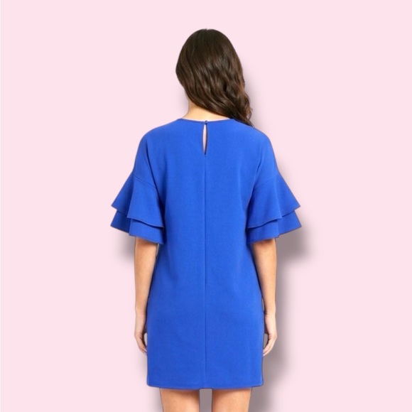 First Love Cobalt Blue Tiered Ruffle Sleeve Mini Dress - Picture 2 of 6